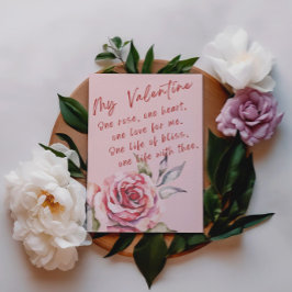 Eén Roos, één hart, liefde en gelukzaligheid Valen Briefkaart