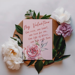 Eén Roos, één hart, liefde en gelukzaligheid Valen Briefkaart