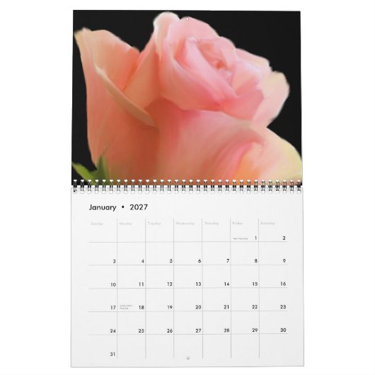 Een Roos gevulde agenda Kalender (Jan 2027)