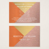 Een Roos Goud Koper Handtekening Bruiloft Drink Re Visitekaartjes (Voorkant /achterkant)