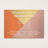 Een Roos Goud Koper Handtekening Bruiloft Drink Re Visitekaartjes (Voorkant)