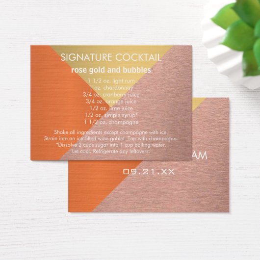 Een Roos Goud Koper Handtekening Bruiloft Drink Re Visitekaartjes (Bureau)