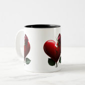 Een Roos groeit uit een gebroken hart Tweekleurige Koffiemok (Voorkant links)