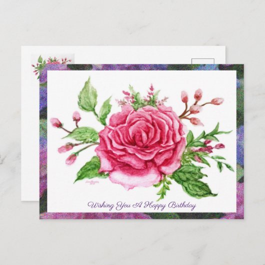 Een Roos is een briefkaart van de de groet van het (Voorkant / Achterkant)