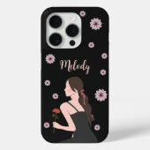Een Roos Meisje met roze bloem Case-Mate iPhone Case (Achterkant)