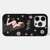 Een Roos Meisje met roze bloem Case-Mate iPhone Case (Achterkant (horizontaal))