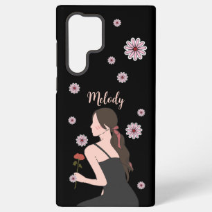 Een Roos Meisje met roze bloem Samsung Galaxy Hoesje