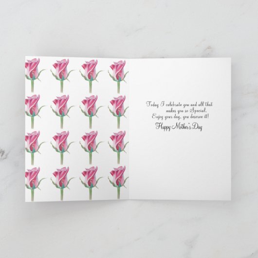 Eén Roos Moederdag Kaart (Binnen)