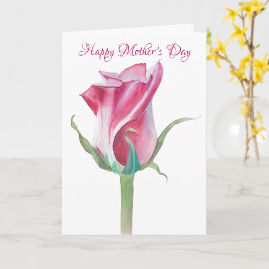 Eén Roos Moederdag Kaart (Gele Bloem)