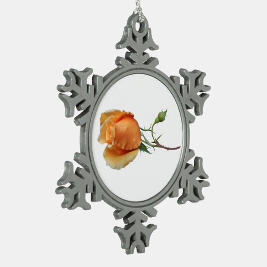 Eén roos snijden tin sneeuwvlok ornament (Links)