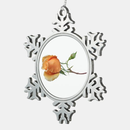 Eén roos snijden tin sneeuwvlok ornament (Rechts)