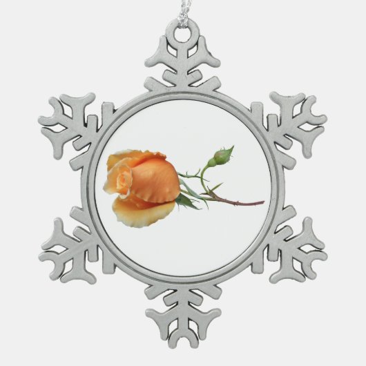 Eén roos snijden tin sneeuwvlok ornament (Voorkant)