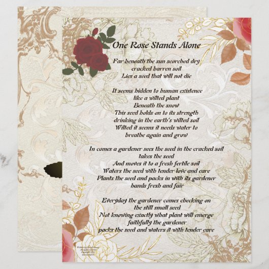 Eén Roos staat alleen  persoonlijk Briefpapier (Voorkant / Achterkant)