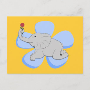 Een Roos van een Baby olifant Briefkaart
