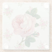 Een Roos voor een Roos Roze  bloemmotief Glazen Onderzetter (Achterkant)