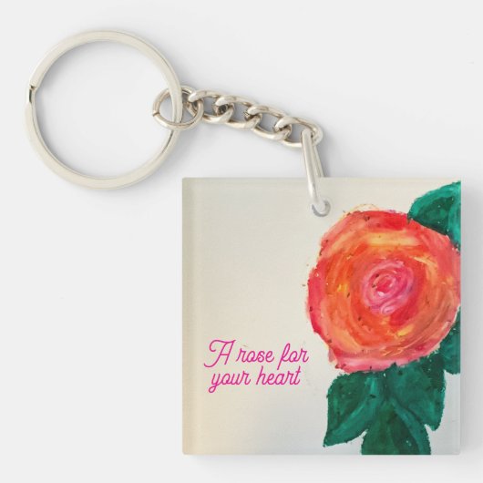 Een Roos Voor Je Hart Sleutelhanger (voorkant)
