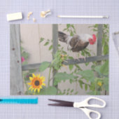 Een rooster die zonnebloemen inspecteert tissuepapier (Craft)