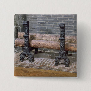 Een rooster vierkante button 5,1 cm