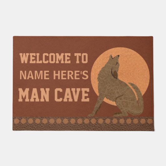 Een rotsachtige Coyote Southwest Faux Leather Man  Deurmat (Voorkant)