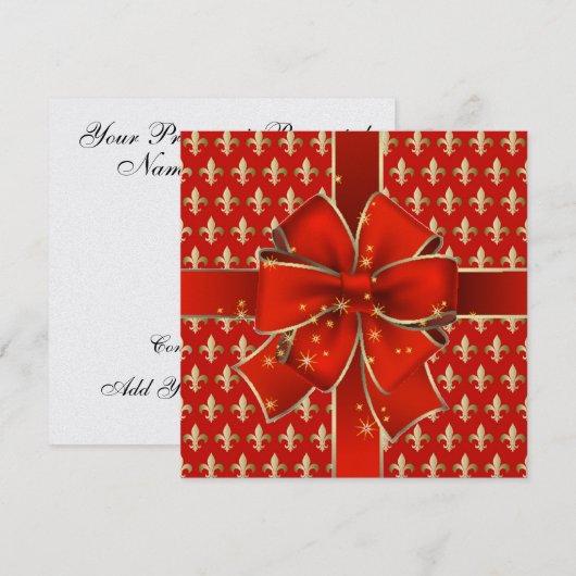 Een royaal elegante rode boog Fleur de Lis Uitnodi Kaart (Voorkant / Achterkant)