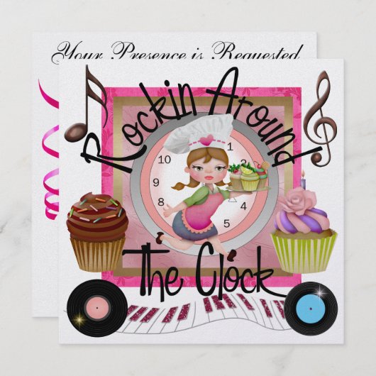 Een Royal Cupcake Rockin' Party - SRF Kaart (Voorkant / Achterkant)