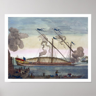 Een Royal Galley (Spaans of Portugees), gerold doo Poster