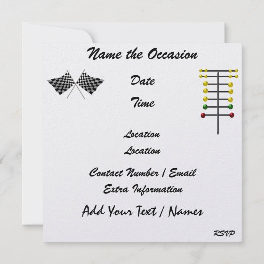 Een Royally Rockin' Racing Party - SRF Kaart (Achterkant)