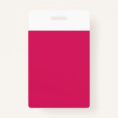 Een roze achtergrond met een witte rand badge (Achterkant)