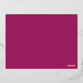 Een roze achtergrond met een witte rand folie feestdagen briefkaart (Achterkant)