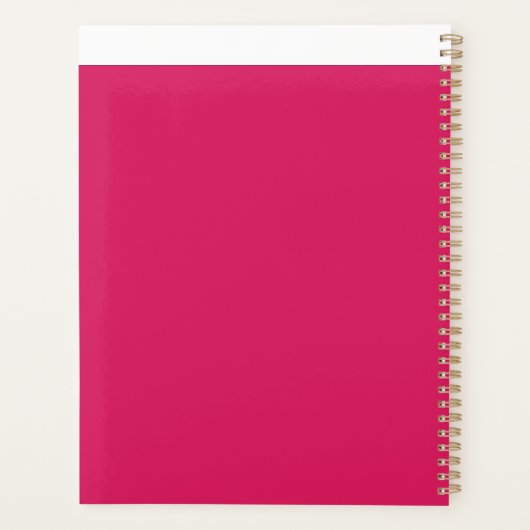 Een roze achtergrond met een witte rand planner (Achterkant)