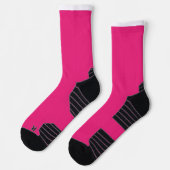 Een roze achtergrond met een zwarte rand sokken (Links)