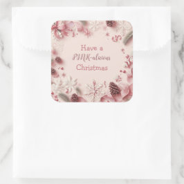Een roze-alicieuze kerst vierkante sticker