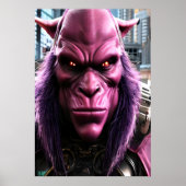 Een roze alien met paars haar | AI Art. Poster (Voorkant)