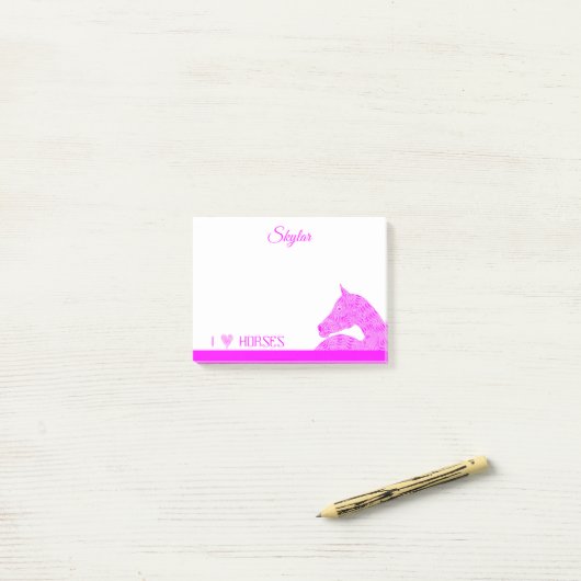 Een roze Arabisch paardenhoofd Cute Girly, speciaa Post-it® Notes (Op bureau)