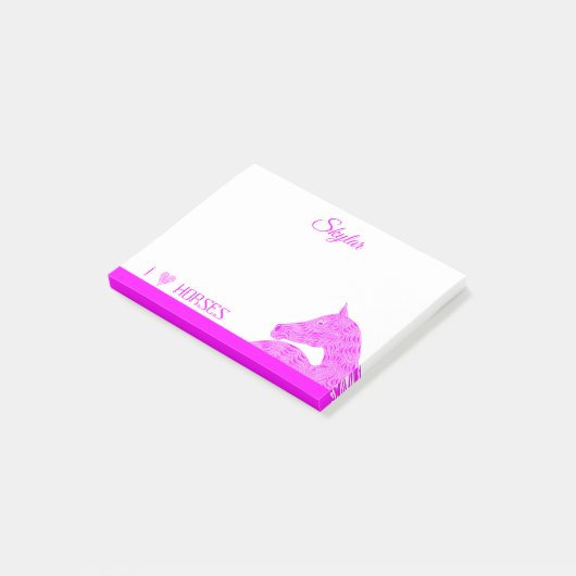 Een roze Arabisch paardenhoofd Cute Girly, speciaa Post-it® Notes (Schuin)