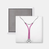 Een roze artsenstethoscoop met het symbool magneet (Voorkant / Achterkant)