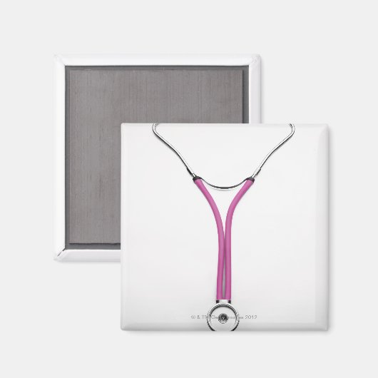 Een roze artsenstethoscoop met het symbool magneet (Voorkant / Achterkant)