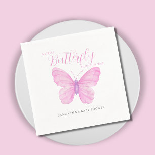 Een Roze Baby Shower voor een Klein Vlindertje Servet