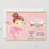 Een roze ballet tutu-meisje met een uitnodiging vo (Voorkant)