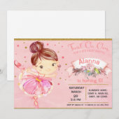 Een roze ballet tutu-meisje met een uitnodiging vo (Voorkant / Achterkant)
