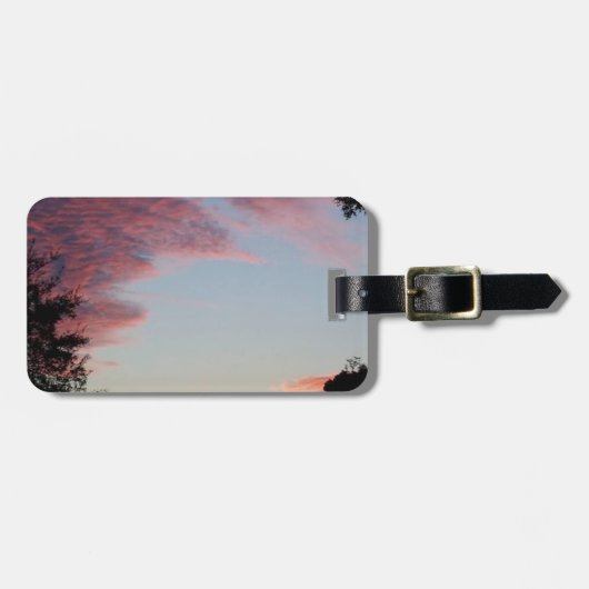 een roze , blauwe en paarse zonsopgang bagagelabel (Voorkant horizontaal)