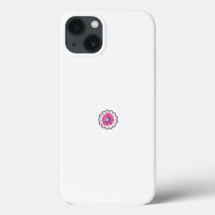 Een roze bloem met een blauw midden op een witte a Case-Mate iPhone case