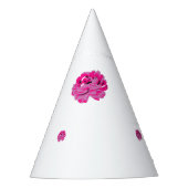 Een roze bloem met zwarte vlekken op zijn bloembla feesthoedjes (Voorkant)