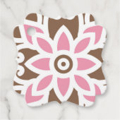 Een roze bloem op een bruine achtergrond bedankjes labels (Voorkant)