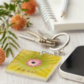 Een roze bloem sleutelhanger (Voorkant Rechts)