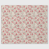 Een roze & bruin kerstversiering patroon cadeaupapier (Vlak)