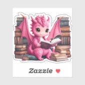 Een roze Dragon Reading Sticker (Vel)