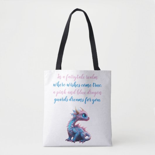 Een roze en blauwe draak bewaakt dromen voor u tote bag (Voorkant)