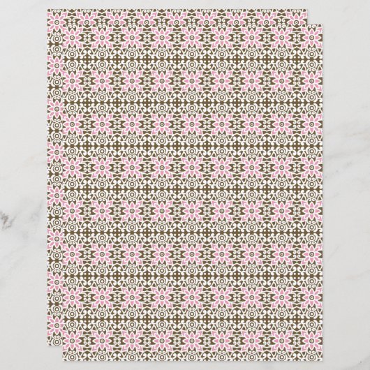 Een roze en bruin patroon op een witte achtergrond (Voorkant / Achterkant)