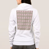 Een roze en bruin patroon op een witte achtergrond hoodie (Achterkant)